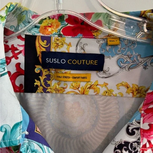 Red and Pink Casual Button Down Shirt with Patchwork Design - Picture 4 of 5